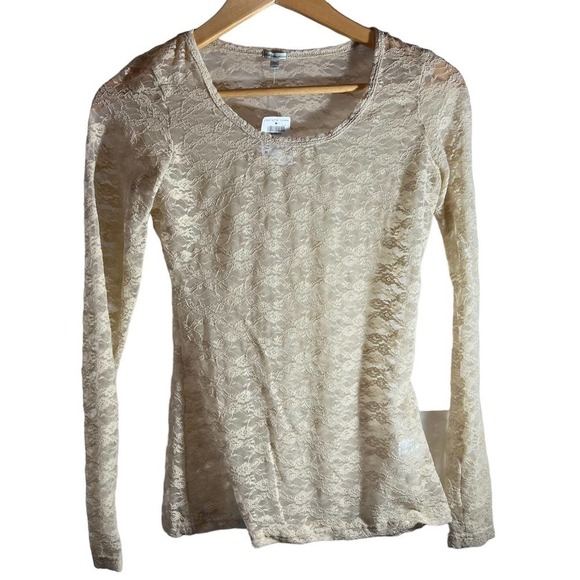 Charlotte Russe Tops - Charlotte Russe Cream Sheer Long Sleeve  Boho Top M NWT